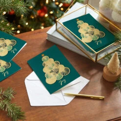 Hallmark Opulent Green And Gold Tree Boxed Christmas Cards, Pack Of 12 -Hallmark Gift Shop Elegant Green Tree Boxed Christmas Cards Pack 1XPX5754 07