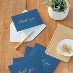 Hallmark Elegant Navy Boxed Blank Thank-You Notes, Pack Of 40 -Hallmark Gift Shop Elegant Navy Boxed Blank ThankYou Note Cards 5STZ1187 06