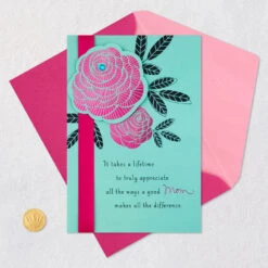 Hallmark Thanks For Your Love And Caring Birthday Card For Mom -Hallmark Gift Shop Elegant Pink Foil Flowers Birthday Card for Mom 659FBD4726 06