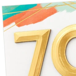 Hallmark Here's To The Continued Adventure 70th Birthday Card -Hallmark Gift Shop Embossed 70 With Brushstroke Effects Birthday Card 659HBD4784 04