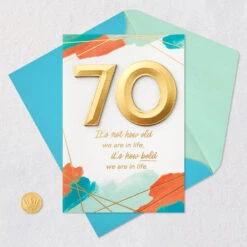 Hallmark Here's To The Continued Adventure 70th Birthday Card -Hallmark Gift Shop Embossed 70 With Brushstroke Effects Birthday Card 659HBD4784 05
