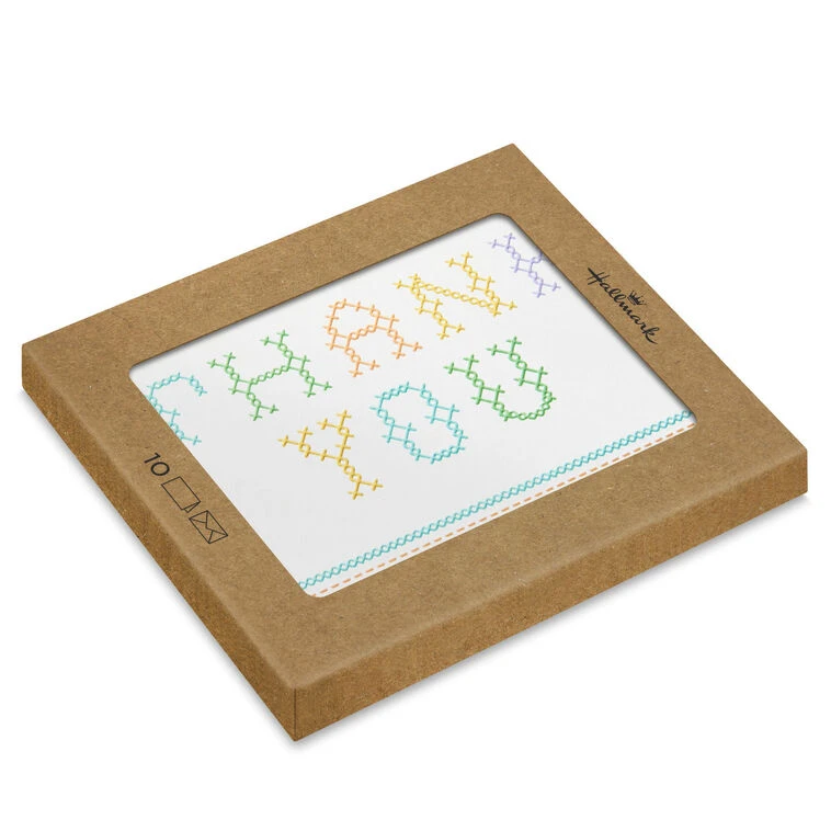 Hallmark Pastel Cross Stitch Blank Thank You Notes, Pack Of 10 3 Hallmark Pastel Cross Stitch Blank Thank You Notes, Pack Of 10