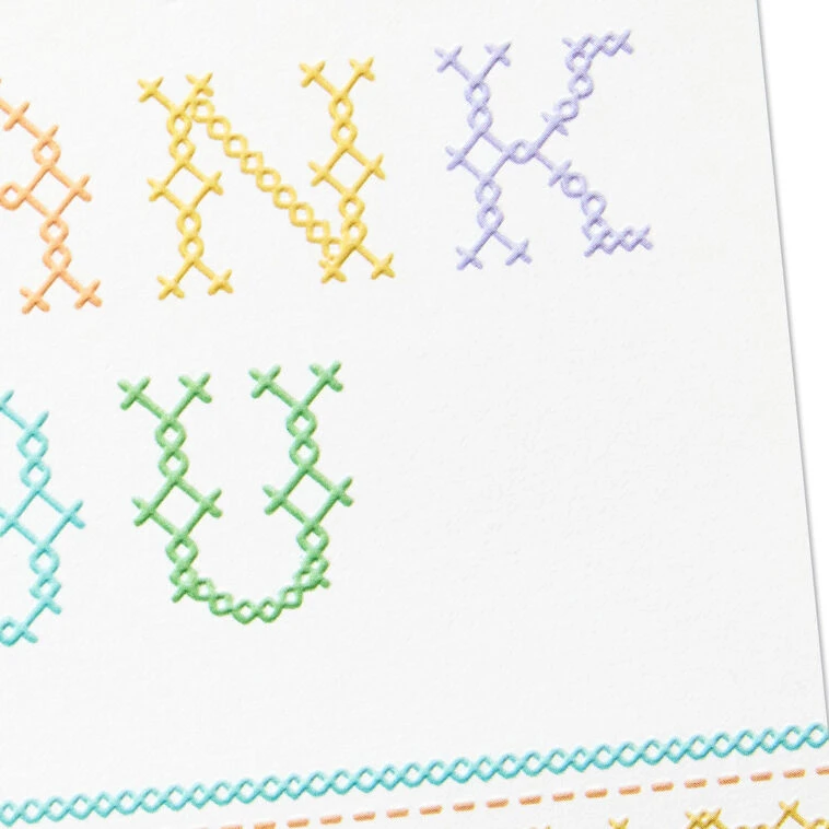 Hallmark Pastel Cross Stitch Blank Thank You Notes, Pack Of 10 5 Hallmark Pastel Cross Stitch Blank Thank You Notes, Pack Of 10 - Image 3