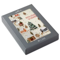 Hallmark Needlepoint Homes And Trees Boxed Christmas Cards, Pack Of 16