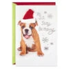 Hallmark Happy From Head To Tail, Dog Christmas Card -Hallmark Gift Shop English Bulldog in Santa Hat Christmas Card 699XZH3804 01