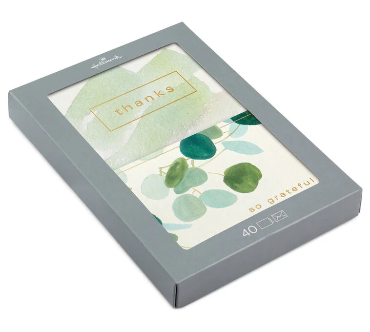 Hallmark Watercolor Eucalyptus Assorted Blank Thank-You Notes, Pack Of 40 3 Hallmark Watercolor Eucalyptus Assorted Blank Thank-You Notes, Pack Of 40