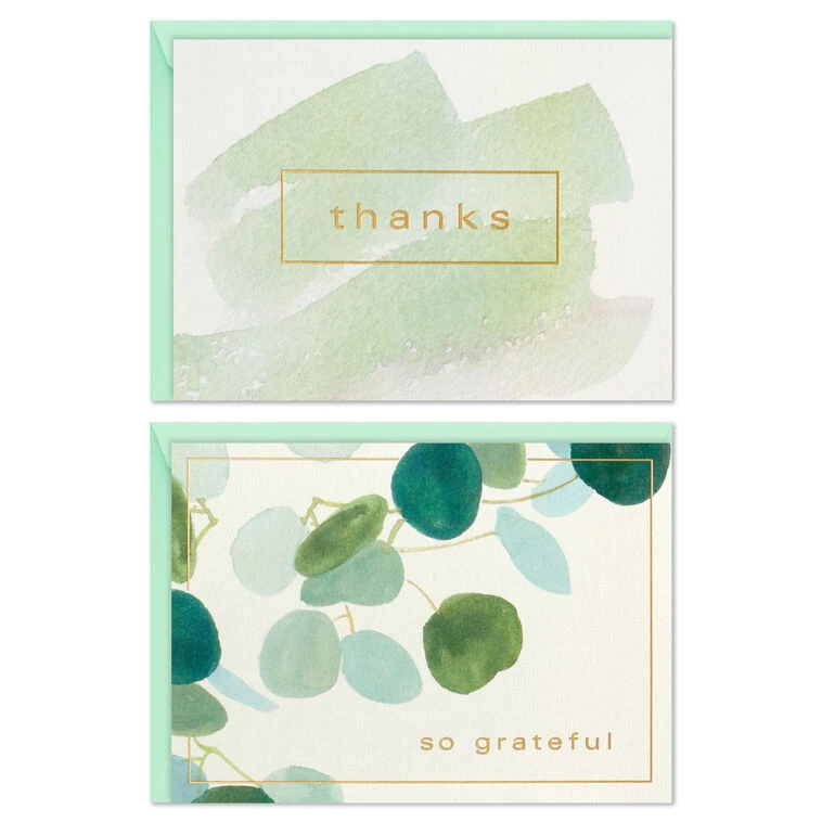 Hallmark Watercolor Eucalyptus Assorted Blank Thank-You Notes, Pack Of 40 4 Hallmark Watercolor Eucalyptus Assorted Blank Thank-You Notes, Pack Of 40 - Image 2