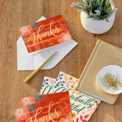 Hallmark Fall Florals Assorted Blank Thank-You Note Cards, Pack Of 50 -Hallmark Gift Shop Fall Botanical Note Cards Bulk Assortment 5STZ1329 06