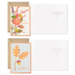 Hallmark Autumn Botanicals Assorted Thanksgiving Cards, Pack Of 36 -Hallmark Gift Shop Fall Flowers Assorted Thanksgiving Cards Bulk Pack 5HAA1002 05