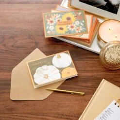 Hallmark Autumn Botanicals Assorted Thanksgiving Cards, Pack Of 36 -Hallmark Gift Shop Fall Flowers Assorted Thanksgiving Cards Bulk Pack 5HAA1002 09