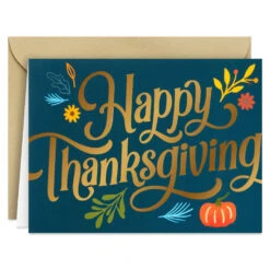 Hallmark Festive Fall Leaves Boxed Blank Thanksgiving Notes, Pack Of 40 -Hallmark Gift Shop Fall Leaves Gold and Green Thanksgiving Notes Pack 5HAA1014 02