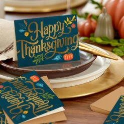 Hallmark Festive Fall Leaves Boxed Blank Thanksgiving Notes, Pack Of 40 -Hallmark Gift Shop Fall Leaves Gold and Green Thanksgiving Notes Pack 5HAA1014 06
