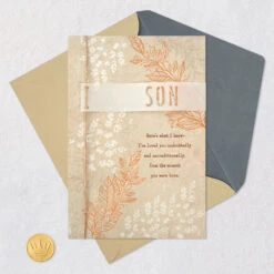 Hallmark My Love Is With You Near Or Far Birthday Card For Son -Hallmark Gift Shop Fall Leaves on Brown Birthday Card for Son 799MAN4452 06
