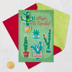 Hallmark Love, Joy And Happiness Spanish-Language Christmas Card -Hallmark Gift Shop Festive Cactus Christmas Card in Spanish 659NXS4049 05