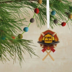 Fire And Rescue Emblem Hallmark Ornament -Hallmark Gift Shop Firefighter Christmas Ornament 1HAJ2096 02