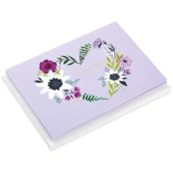 Hallmark Floral Heart Wreath On Lavender Blank Thank You Notes, Pack Of 10