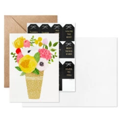 Hallmark Floral Vase Boxed Blank Notes With Customizable Stickers, Pack Of 10 -Hallmark Gift Shop Floral Vase Boxed Blank Note Cards With Stickers 3NOT1130 03
