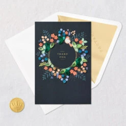 Hallmark Floral Wreath Quilled Paper Handmade Thank You Card -Hallmark Gift Shop Floral Wreath on Black Signature Thank You Card 1099LAD3214 06