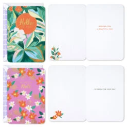 Hallmark Sumptuous Florals Assorted Multi-Occasion Cards, Pack Of 4 -Hallmark Gift Shop Flowers Just Because Cards Pack With Stickers 3JBC1002 03