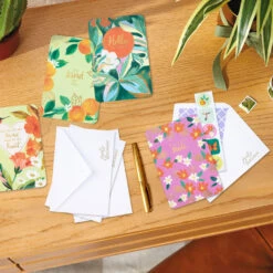 Hallmark Sumptuous Florals Assorted Multi-Occasion Cards, Pack Of 4 -Hallmark Gift Shop Flowers Just Because Cards Pack With Stickers 3JBC1002 08