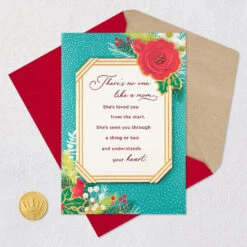 Hallmark No One Like You Christmas Card For Mom -Hallmark Gift Shop Flowers and Cardinal Mom Christmas Card 799XZH2219 06