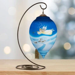 Ne'Qwa Art Tidings Of Comfort And Joy Angel Glass Christmas Ornament -Hallmark Gift Shop Flying Angel HandPainted Blown Glass Ornament 7251123 04