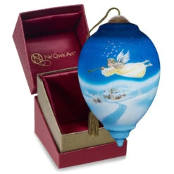 Ne'Qwa Art Tidings Of Comfort And Joy Angel Glass Christmas Ornament -Hallmark Gift Shop Flying Angel HandPainted Blown Glass Ornament 7251123 05