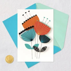 Hallmark Folk Art Flowers Blank Card -Hallmark Gift Shop Folk Art Flowers Blank Card 759M1997 04