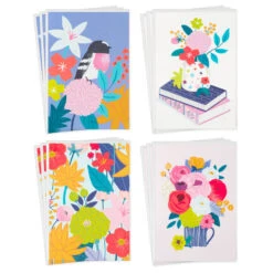 Hallmark Assorted Folk-Art Floral Blank Cards, Pack Of 12