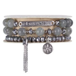 Soul Stacks Follow Your Heart Beaded Stretch Bracelets, Set Of 3 -Hallmark Gift Shop Follow Your Heart GraySilver Beaded Stretch Bracelets STXHRT 03