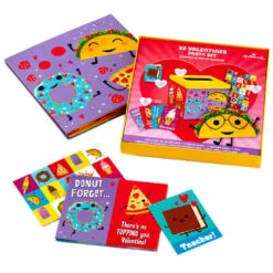Hallmark Punny Foods Kids Classroom Valentines Set With Cards, Stickers And Mailbox -Hallmark Gift Shop Food Puns Kids Classroom Valentines Stickers and Mailbox 5VBX1028 06