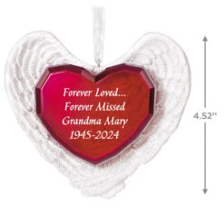 Hallmark Forever Loved Memorial Heart And Angel Wings Text Personalized Ornament -Hallmark Gift Shop Forever Loved Memorial Heart and Angel Wings Personalized Keepsake Ornament 2499QHE2119B1 03