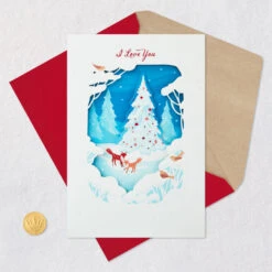 Hallmark I Love You With All My Heart Romantic Christmas Card -Hallmark Gift Shop Foxes in Snow Romantic Christmas Card 759XZH2353 06