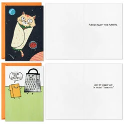 Hallmark Cheesy Puns Assorted Funny Cards, Pack Of 12 -Hallmark Gift Shop Fun Illustrations and Puns Funny Cards Assortment 3EDX2026 03