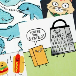 Hallmark Cheesy Puns Assorted Funny Cards, Pack Of 12 -Hallmark Gift Shop Fun Illustrations and Puns Funny Cards Assortment 3EDX2026 05