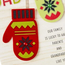 Hallmark Lucky To Have Parents And Grandparents Like You Christmas Card -Hallmark Gift Shop Fuzzy Mittens Parents Christmas Card for Mom and Dad 759XZH2837 05
