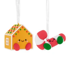 Better Together Gingerbread House And Candy Cane Shatterproof Hallmark Ornaments, Set Of 2