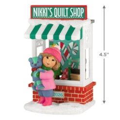 Hallmark Christmas Window 2026 Exclusive Ornament -Hallmark Gift Shop Girl With Bear at Quilt Shop Keepsake Ornament 5QXC5634 04