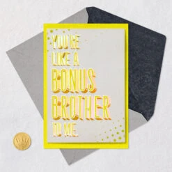 Hallmark Like A Bonus Brother To Me Birthday Card For Brother-in-Law -Hallmark Gift Shop Glitter Lettering Yellow Birthday Card for BrotherinLaw 759MAN4143 06
