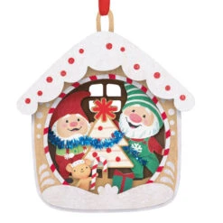 Hallmark 5th Anniversary Gnome For Christmas Papercraft Ornament -Hallmark Gift Shop Gnomes Decorating Tree in House Keepsake Ornament 5QXE3562 06