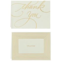 Hallmark Gold Borders Thank You Notes, Box Of 40