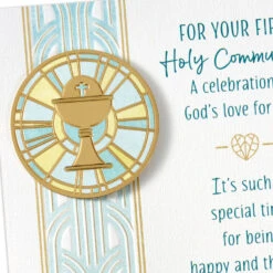 Hallmark A Celebration Of God's Love For You First Communion Card -Hallmark Gift Shop Gold Chalice and Wafer First Holy Communion Card 659CEY2085 05