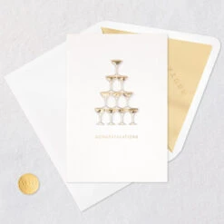 Hallmark Cheers To A Lifetime Of Happiness Wedding Card -Hallmark Gift Shop Gold Champagne Glass Tower Wedding Congrats Card 859LAD4558 05