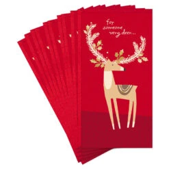 Hallmark Every Merry Way Gold Deer Money Holder Christmas Cards, Pack Of 10