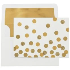 Hallmark Gold Dots On Ivory Blank Note Cards, Box Of 10