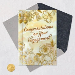 Hallmark Wishing You Happiness Engagement Card 16 Hallmark Wishing You Happiness Engagement Card -Hallmark Gift Shop Gold Flowers With Heart Charm Engagement Card 759W3497 06