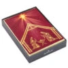 Hallmark Gold Foil Nativity Boxed Christmas Cards, Pack Of 16 -Hallmark Gift Shop Gold Foil Manger on Burgundy Christmas Cards Pack 1XPX1875 01