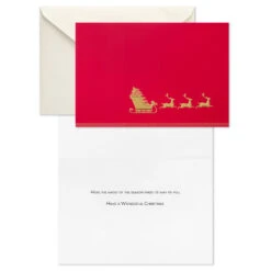 Hallmark Elegant Sleigh On Red Boxed Christmas Cards, Pack Of 16 -Hallmark Gift Shop Gold Foil Sleigh on Red Boxed Christmas Cards 1XPX2588 03
