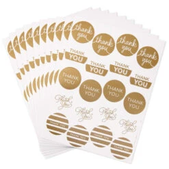 Hallmark Gold Foil Thank-You Sticker Seals, 10 Sheets