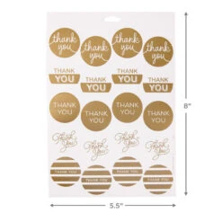 Hallmark Gold Foil Thank-You Sticker Seals, 10 Sheets -Hallmark Gift Shop Gold Foil ThankYou Sticker Seals 1SOM3886 03